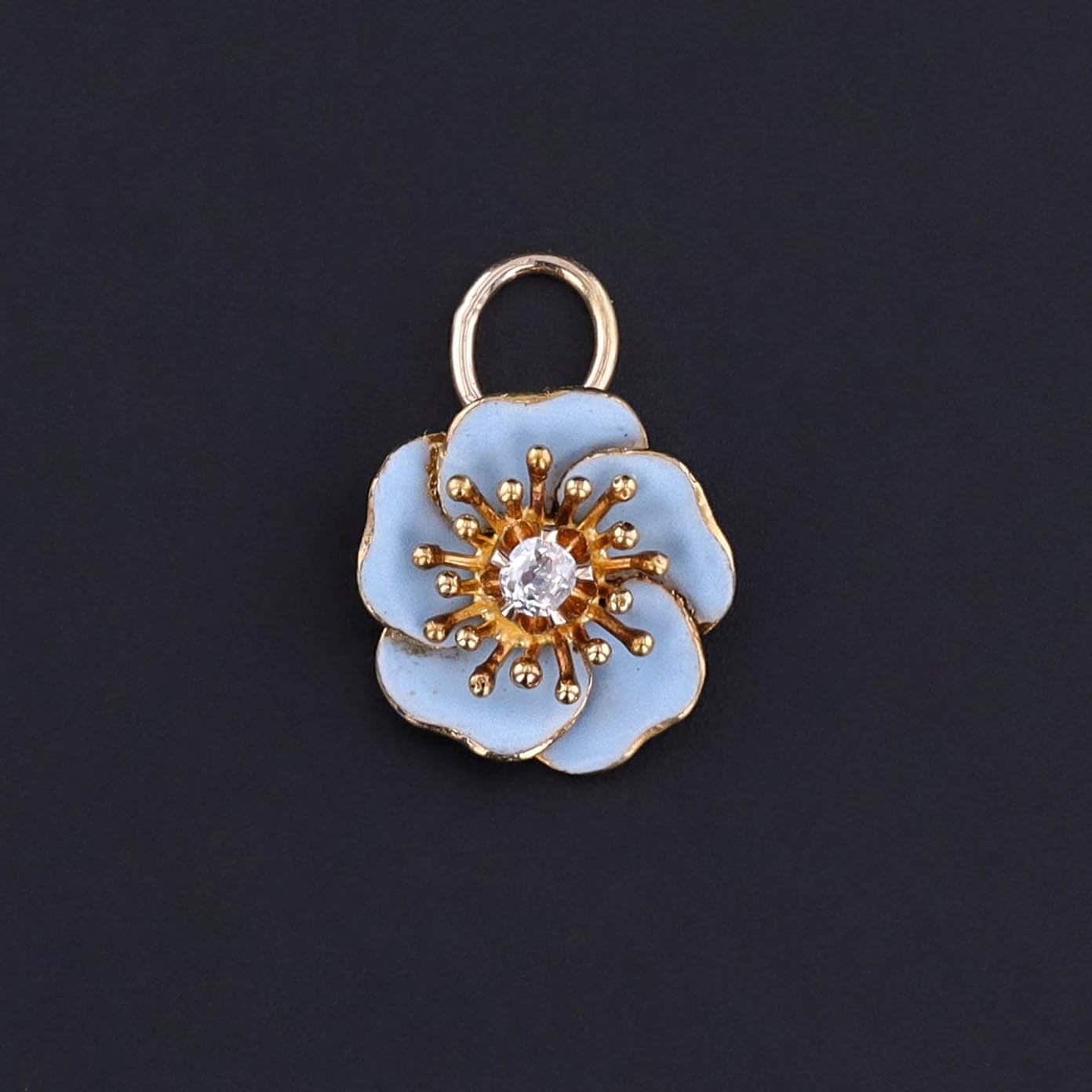 Antique Diamond Flower Charm of 10k Gold - Trademark Antiques