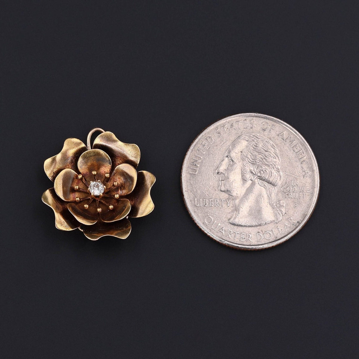 Antique Diamond Flower Conversion Pendant in 14k Gold - Trademark Antiques
