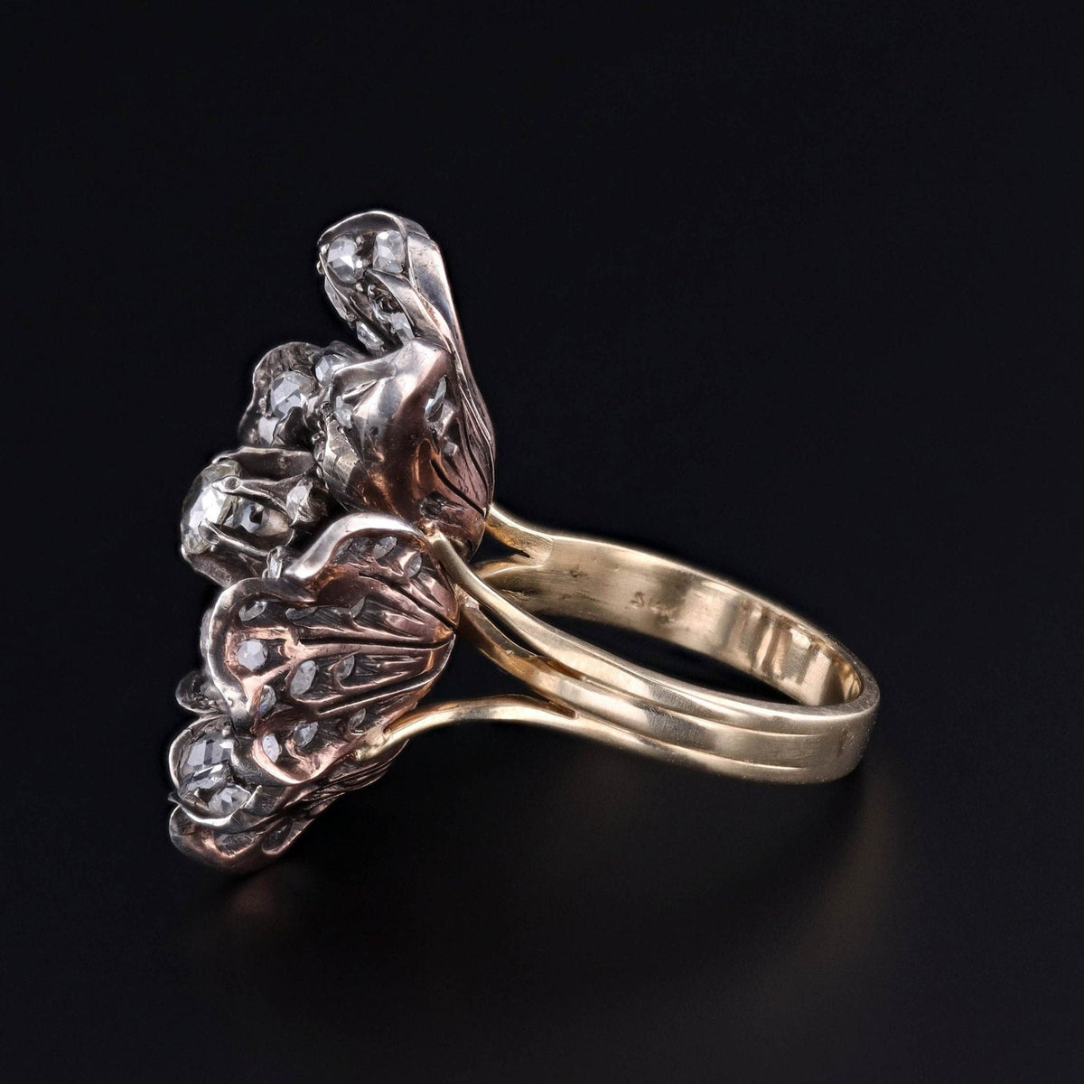 Antique Diamond Flower Conversion Ring - Trademark Antiques