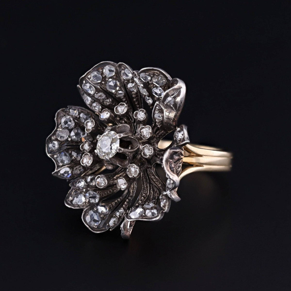 Antique Diamond Flower Conversion Ring - Trademark Antiques