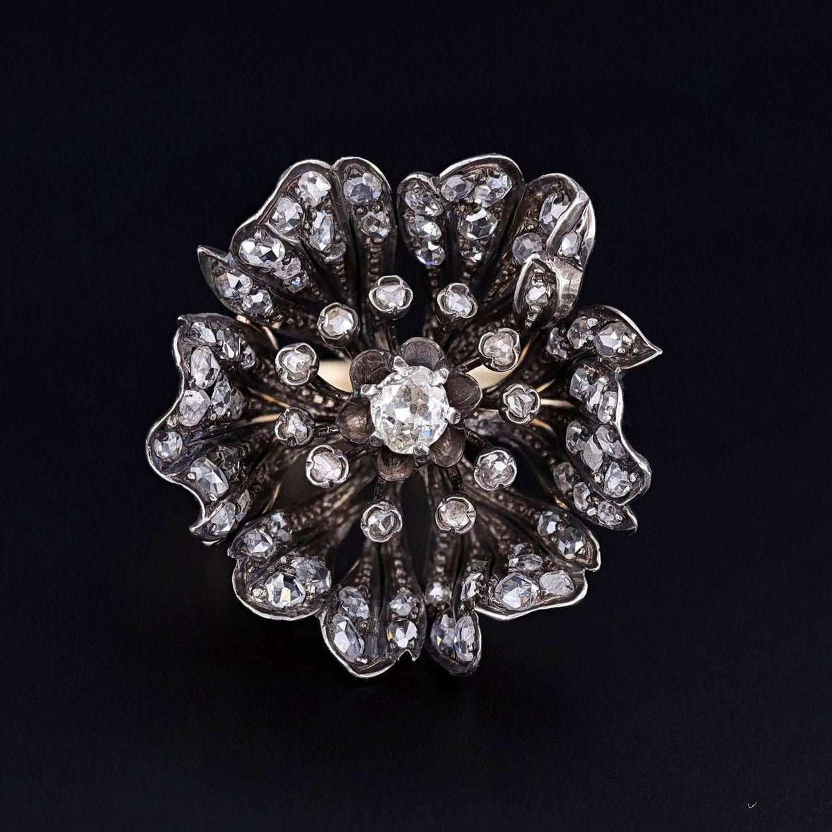 Antique Diamond Flower Conversion Ring - Trademark Antiques