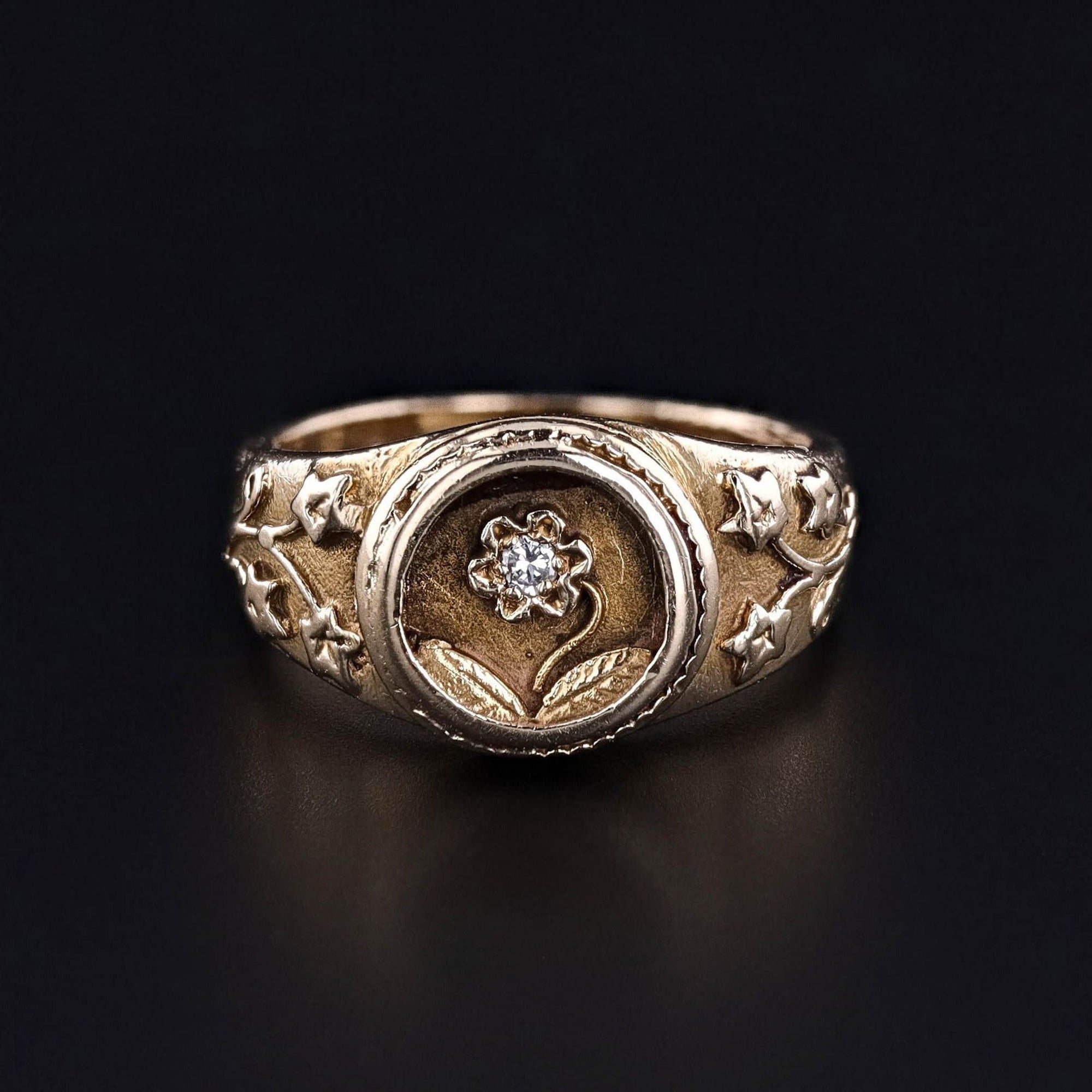 Antique Diamond Flower Ring of 14k Gold - Trademark Antiques