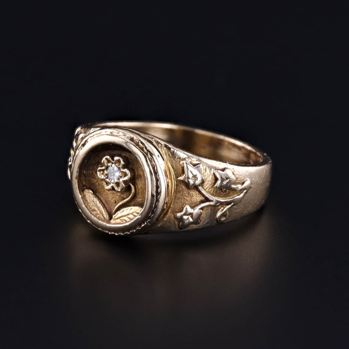 Antique Diamond Flower Ring of 14k Gold - Trademark Antiques