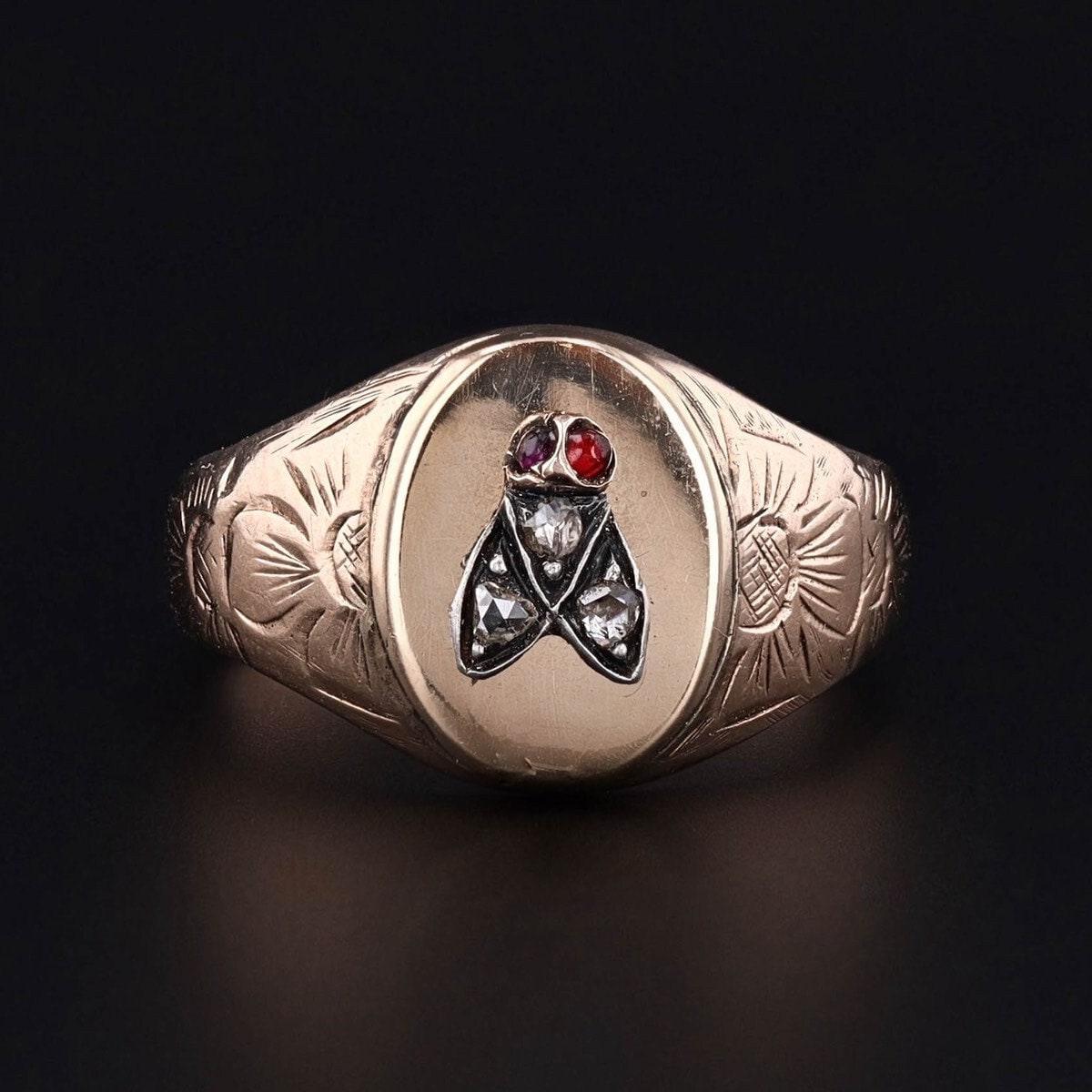 Antique Diamond Fly Conversion Ring of 14k Gold - Trademark Antiques