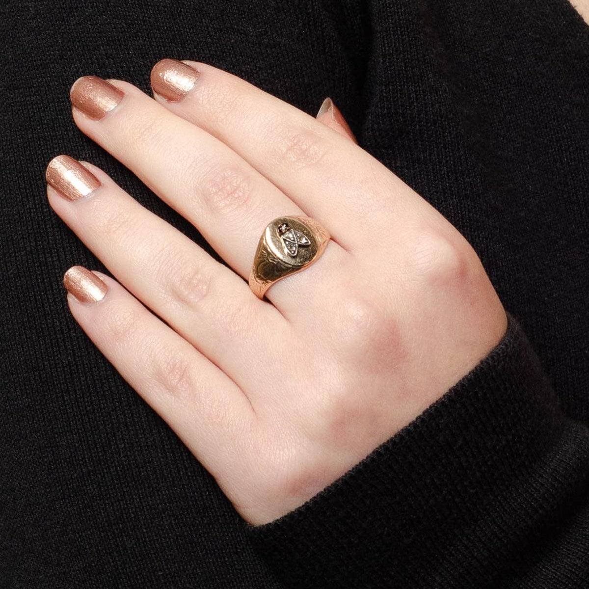 Antique Diamond Fly Conversion Ring of 14k Gold - Trademark Antiques