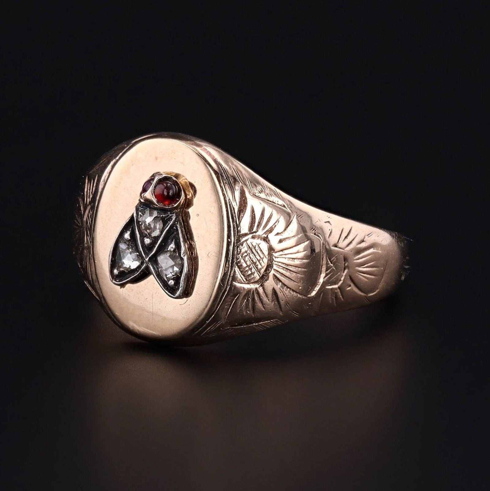 Antique Diamond Fly Conversion Ring of 14k Gold - Trademark Antiques