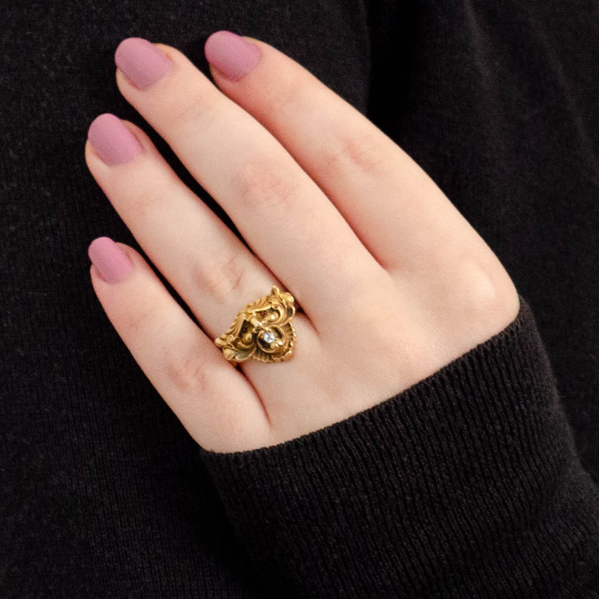 Antique Diamond Gargoyle Conversion Ring of 14k Gold - Trademark Antiques