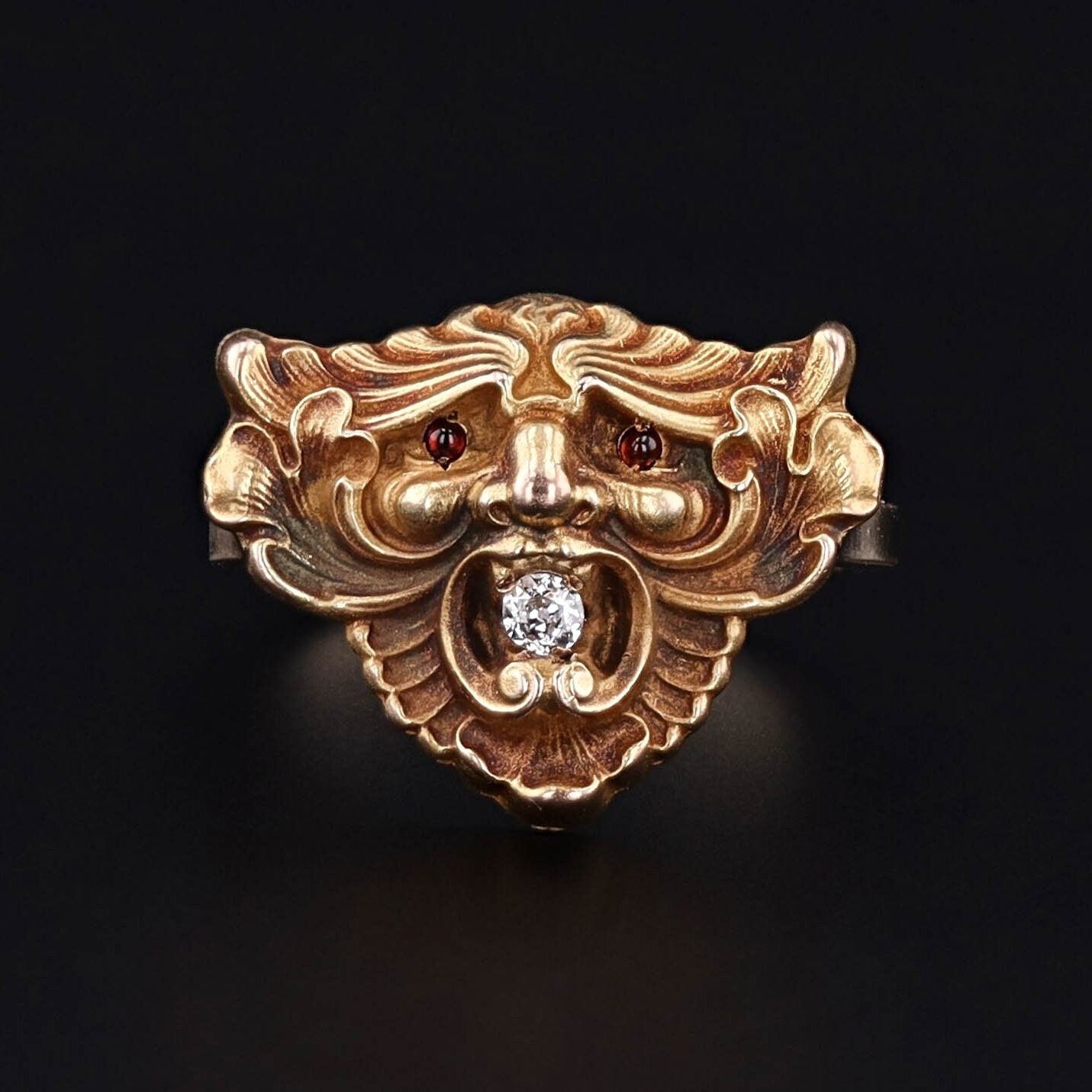 Antique Diamond Gargoyle Conversion Ring of 14k Gold - Trademark Antiques