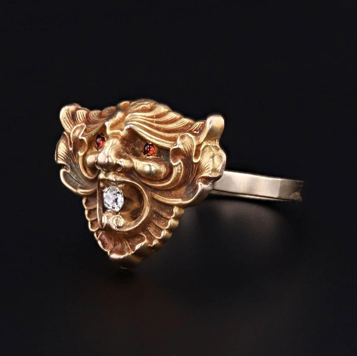 Antique Diamond Gargoyle Conversion Ring of 14k Gold - Trademark Antiques