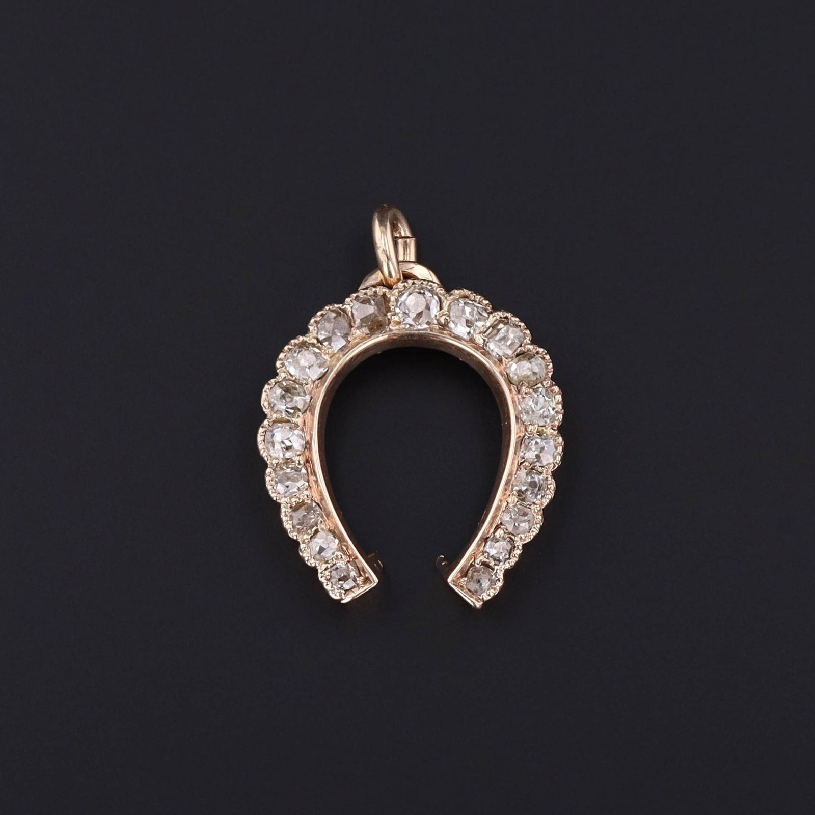 Antique Diamond Horseshoe Pendant of 14k Gold - Trademark Antiques
