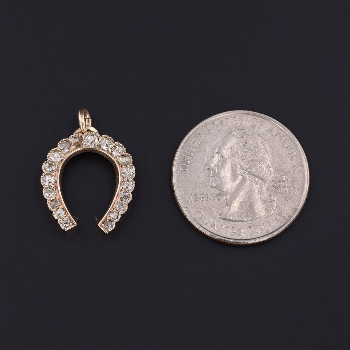 Antique Diamond Horseshoe Pendant of 14k Gold - Trademark Antiques