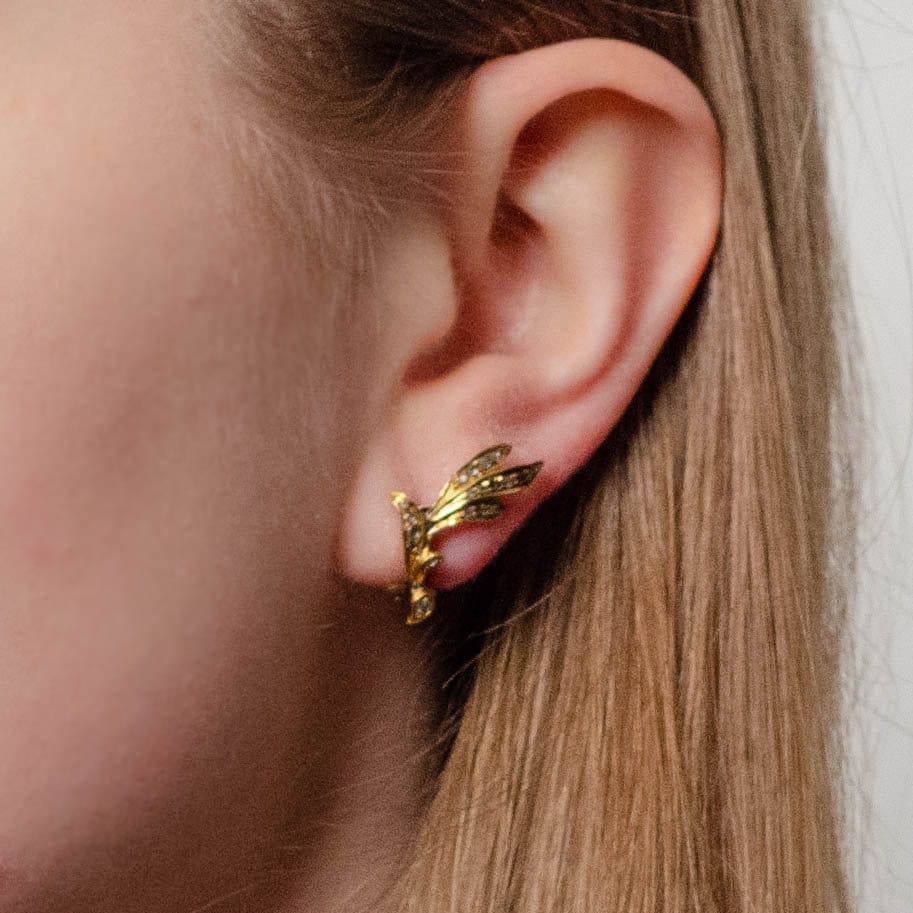 Antique Diamond Leaf Conversion Climber Earrings - Trademark Antiques