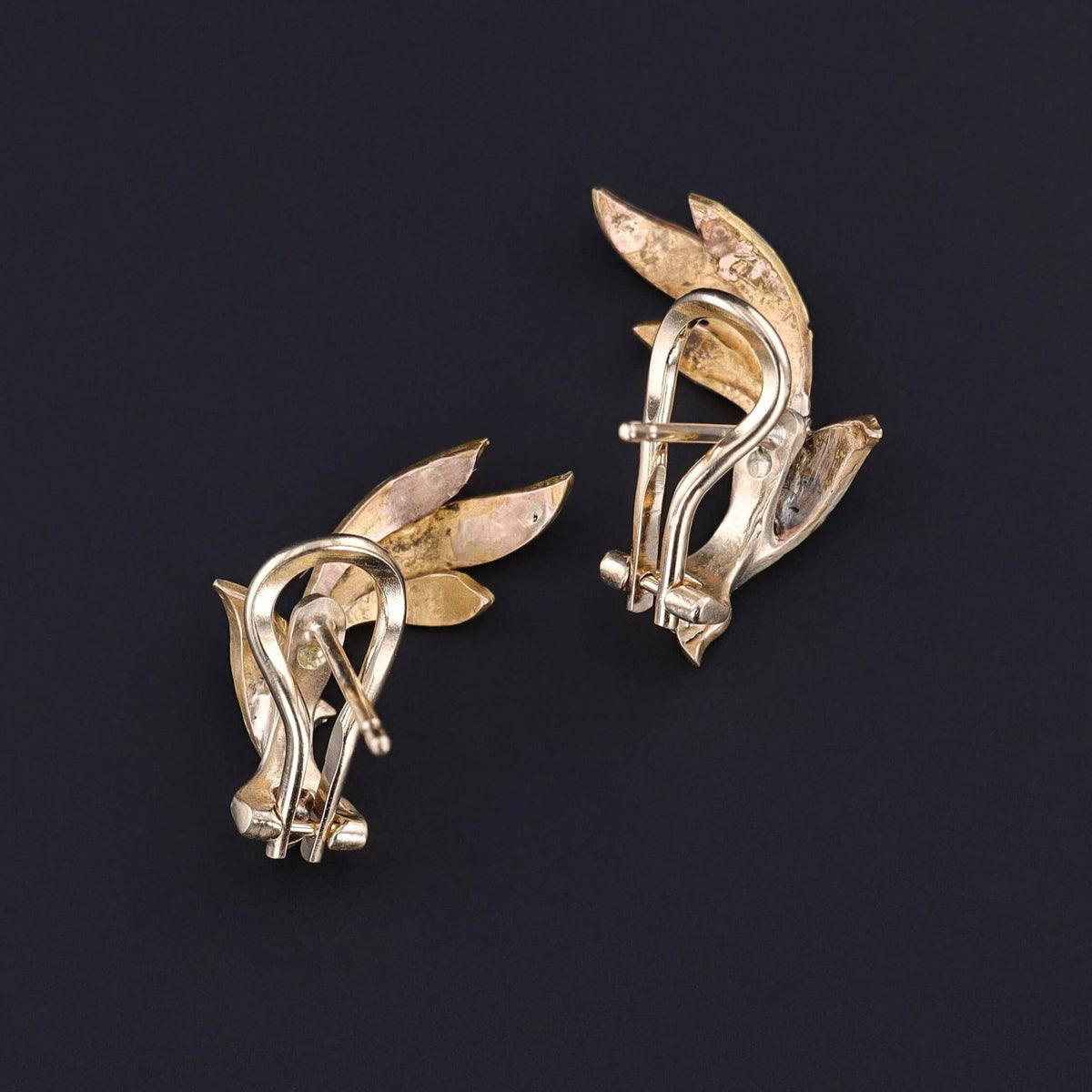 Antique Diamond Leaf Conversion Climber Earrings - Trademark Antiques