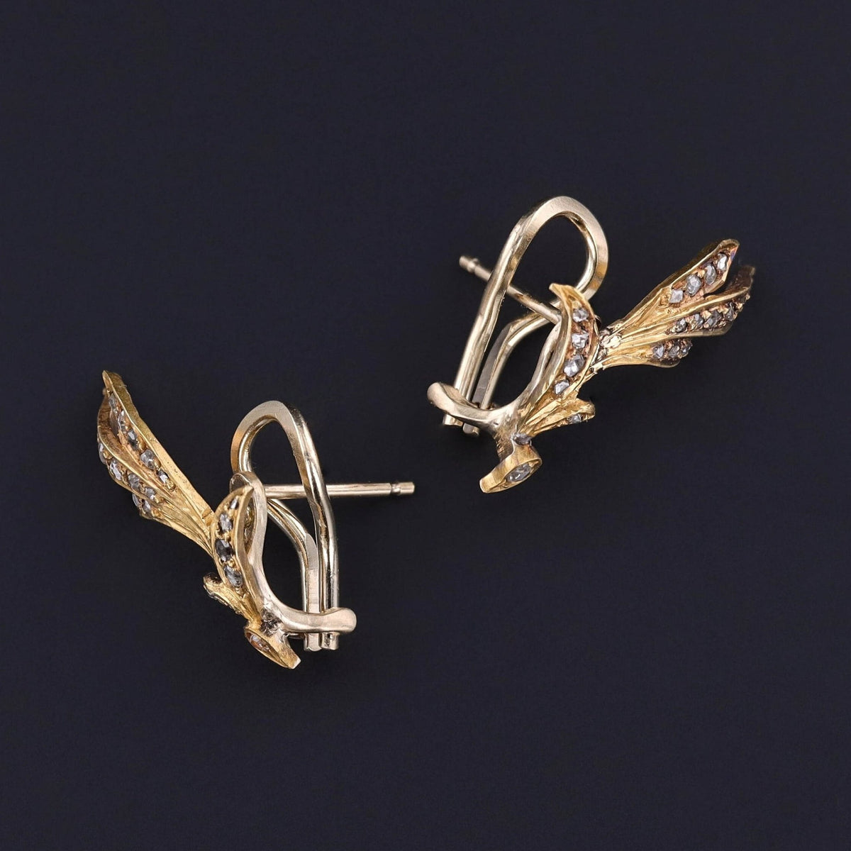 Antique Diamond Leaf Conversion Climber Earrings - Trademark Antiques