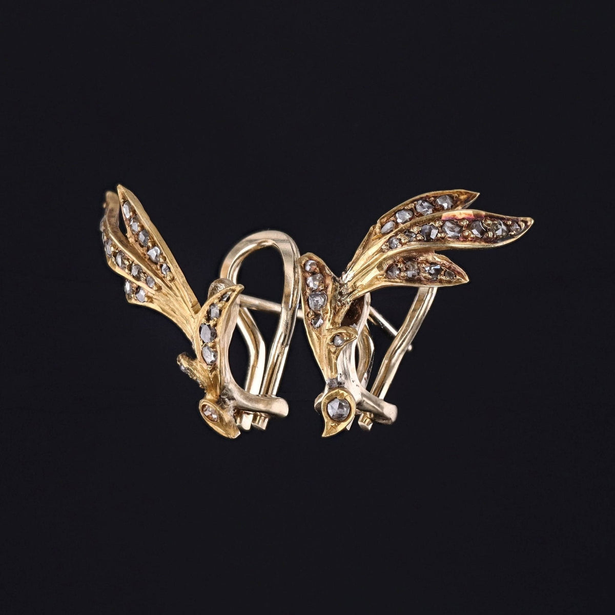 Antique Diamond Leaf Conversion Climber Earrings - Trademark Antiques