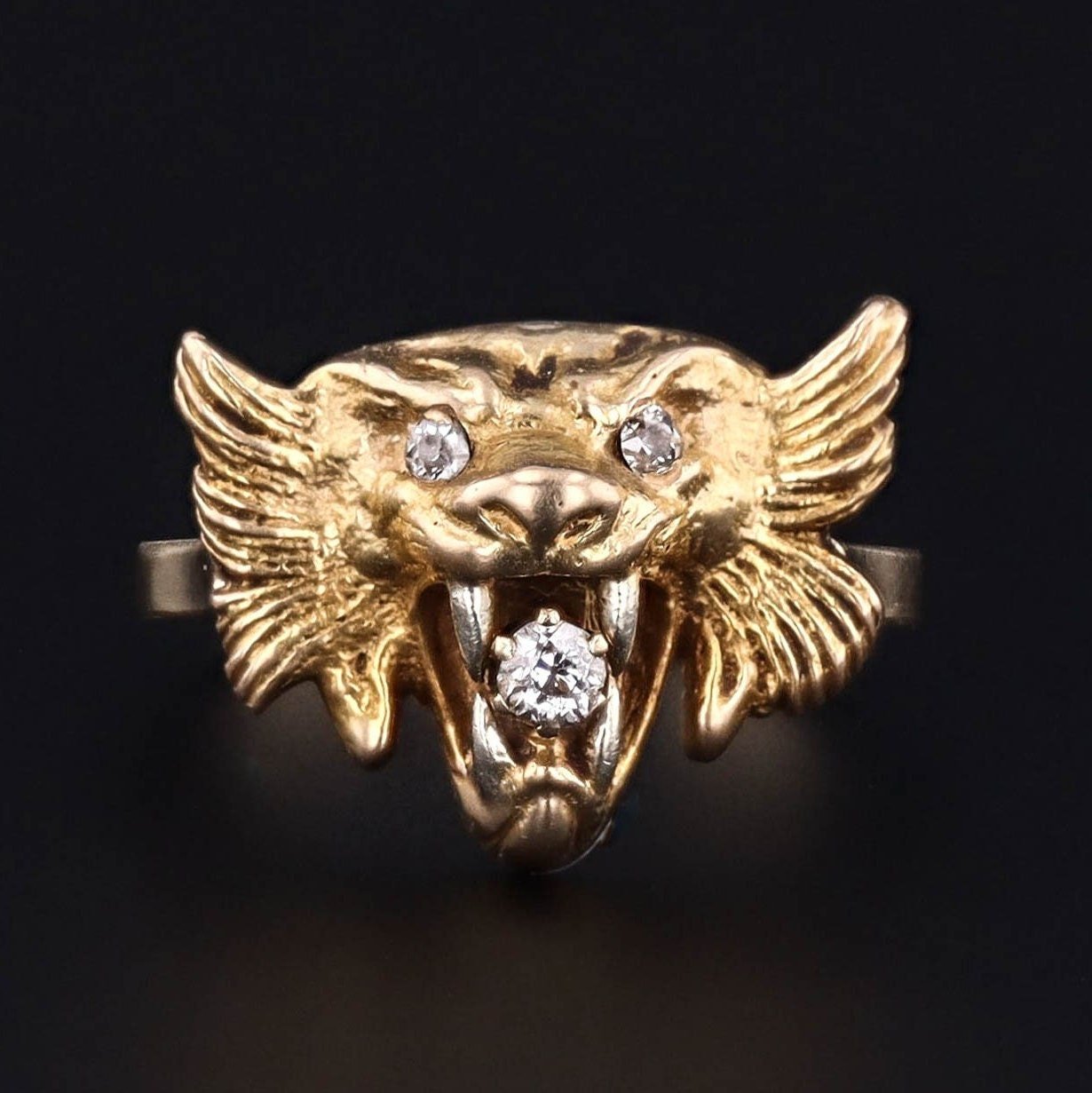 Antique Diamond Lion Conversion Ring of 14k Gold - Trademark Antiques
