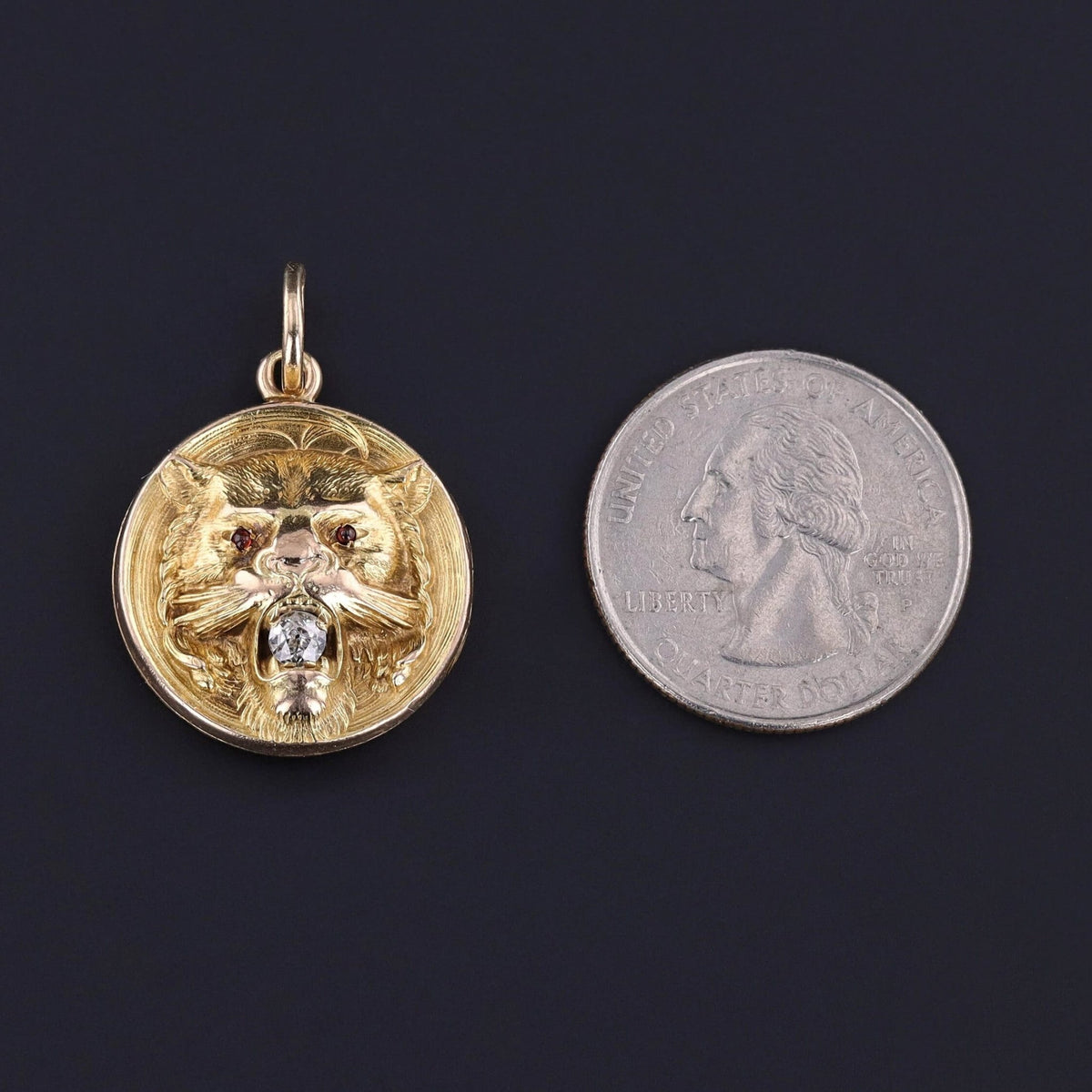 Antique Diamond Lion Locket of 10k Gold - Trademark Antiques