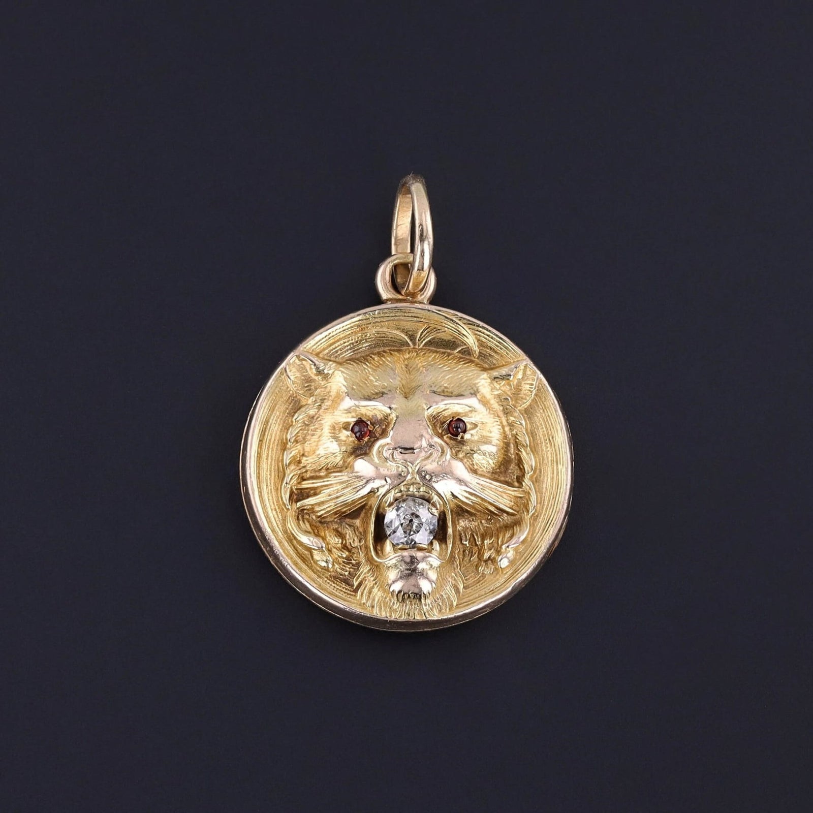 Antique Diamond Lion Locket of 10k Gold - Trademark Antiques