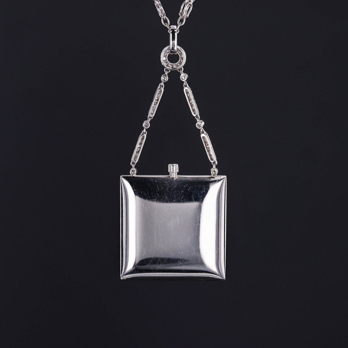 Antique Diamond Locket Necklace of Platinum - Trademark Antiques