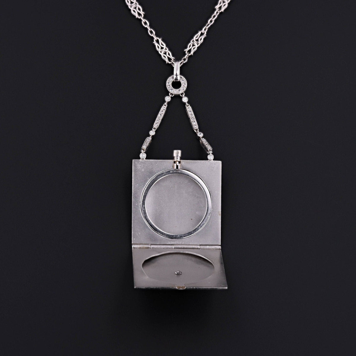 Antique Diamond Locket Necklace of Platinum - Trademark Antiques