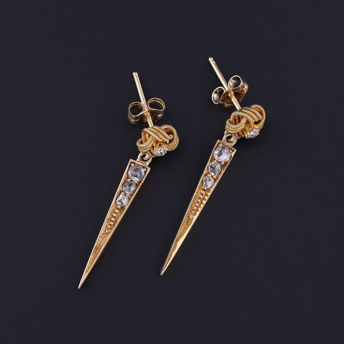 Antique Diamond Love Knot Conversion Earrings - Trademark Antiques