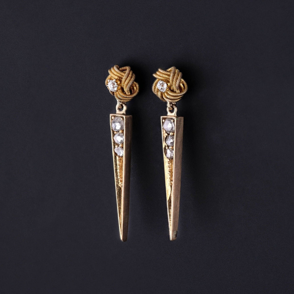 Antique Diamond Love Knot Conversion Earrings - Trademark Antiques