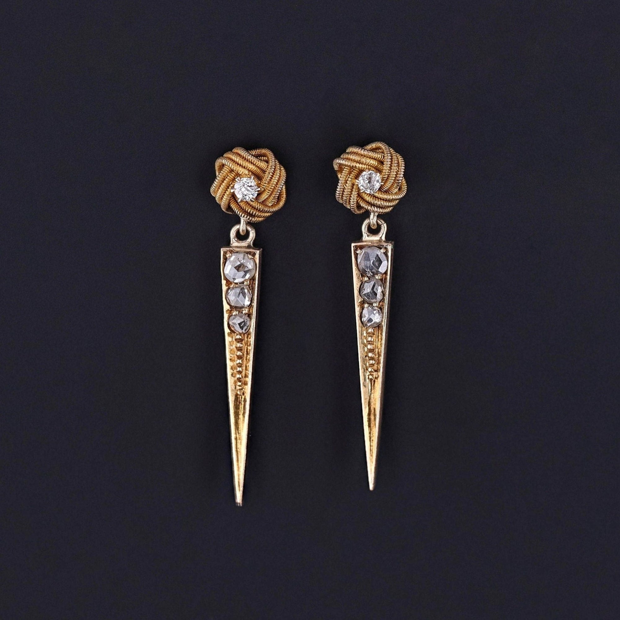 Antique Diamond Love Knot Conversion Earrings - Trademark Antiques