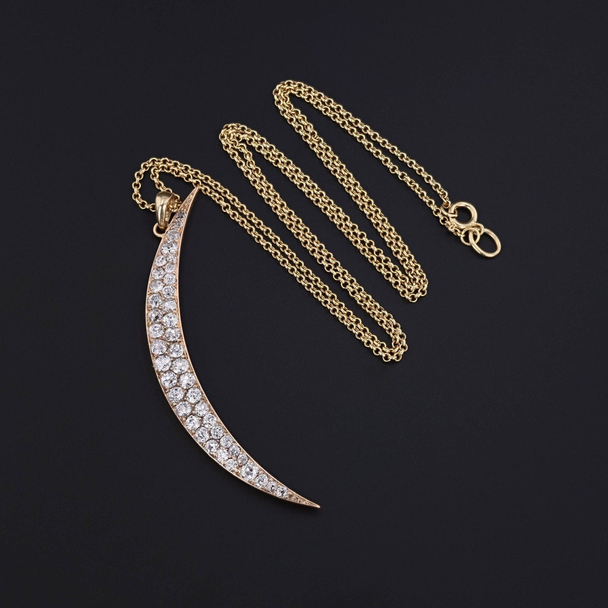Antique Diamond Moon Pendant or Necklace | Antique Diamond Crescent - Trademark Antiques