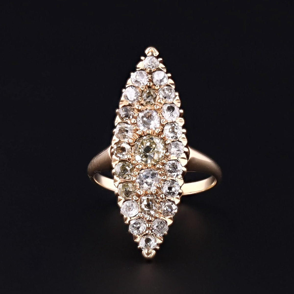 Antique Diamond Navette Ring of 14k Gold - Trademark Antiques