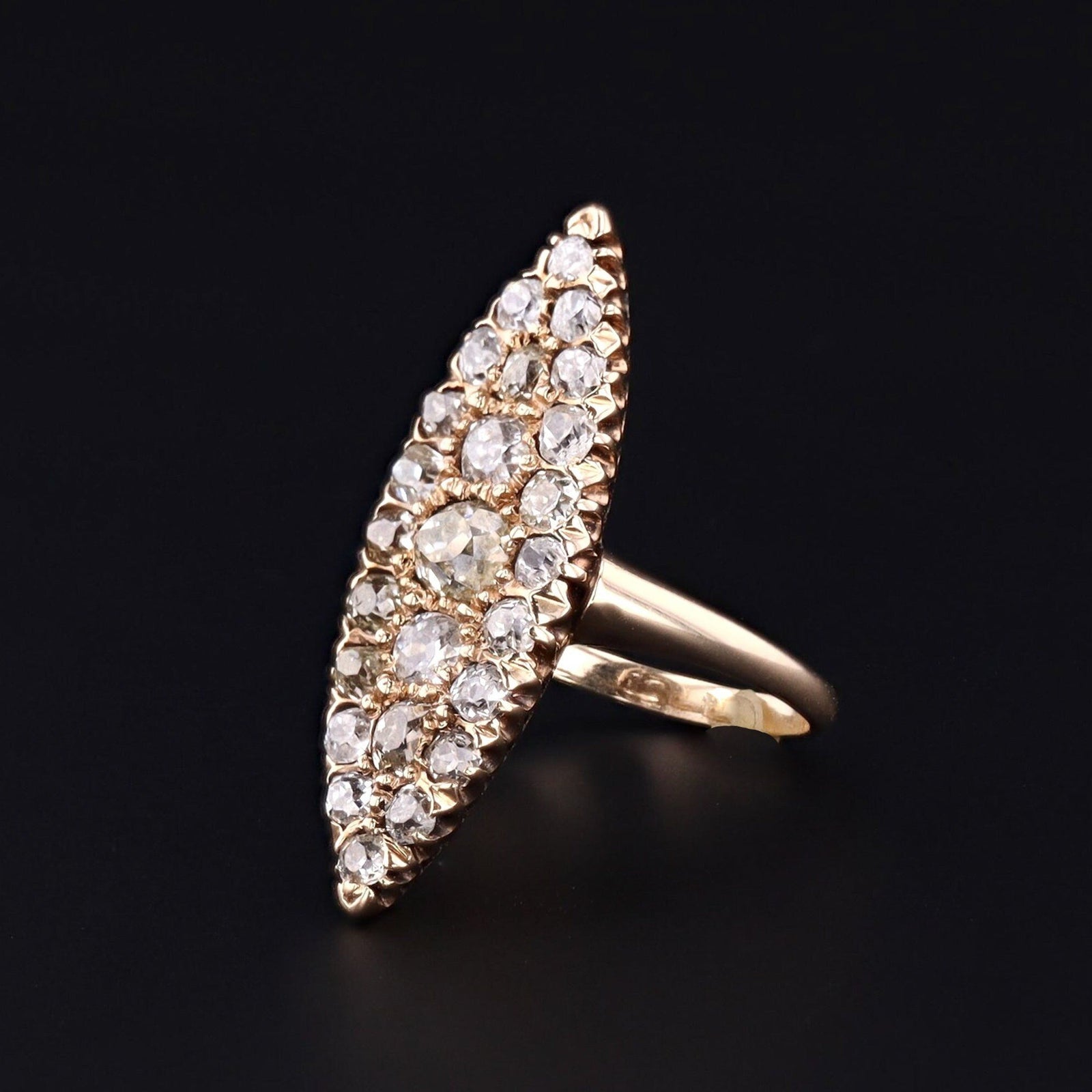 Antique Diamond Navette Ring of 14k Gold - Trademark Antiques