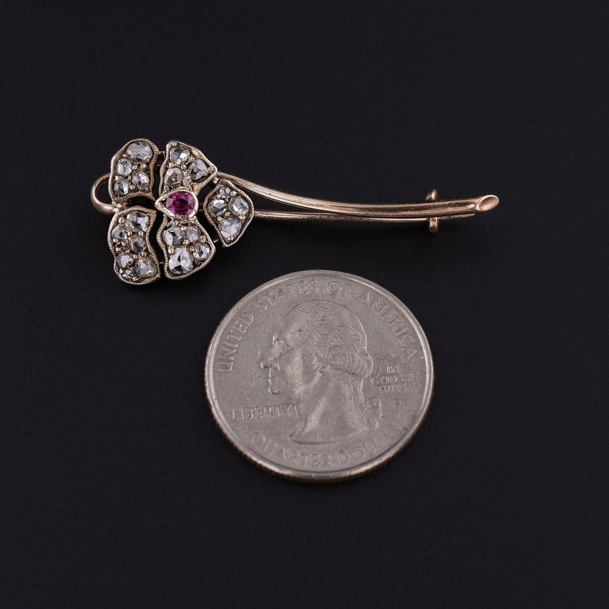 Antique Diamond Pansy Brooch of 14k Gold - Trademark Antiques
