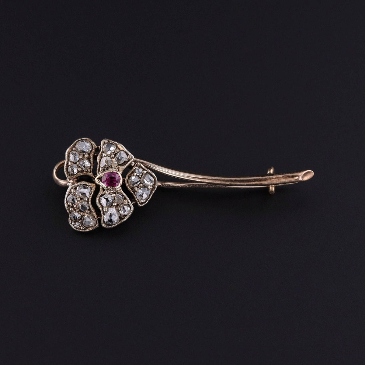 Antique Diamond Pansy Brooch of 14k Gold - Trademark Antiques