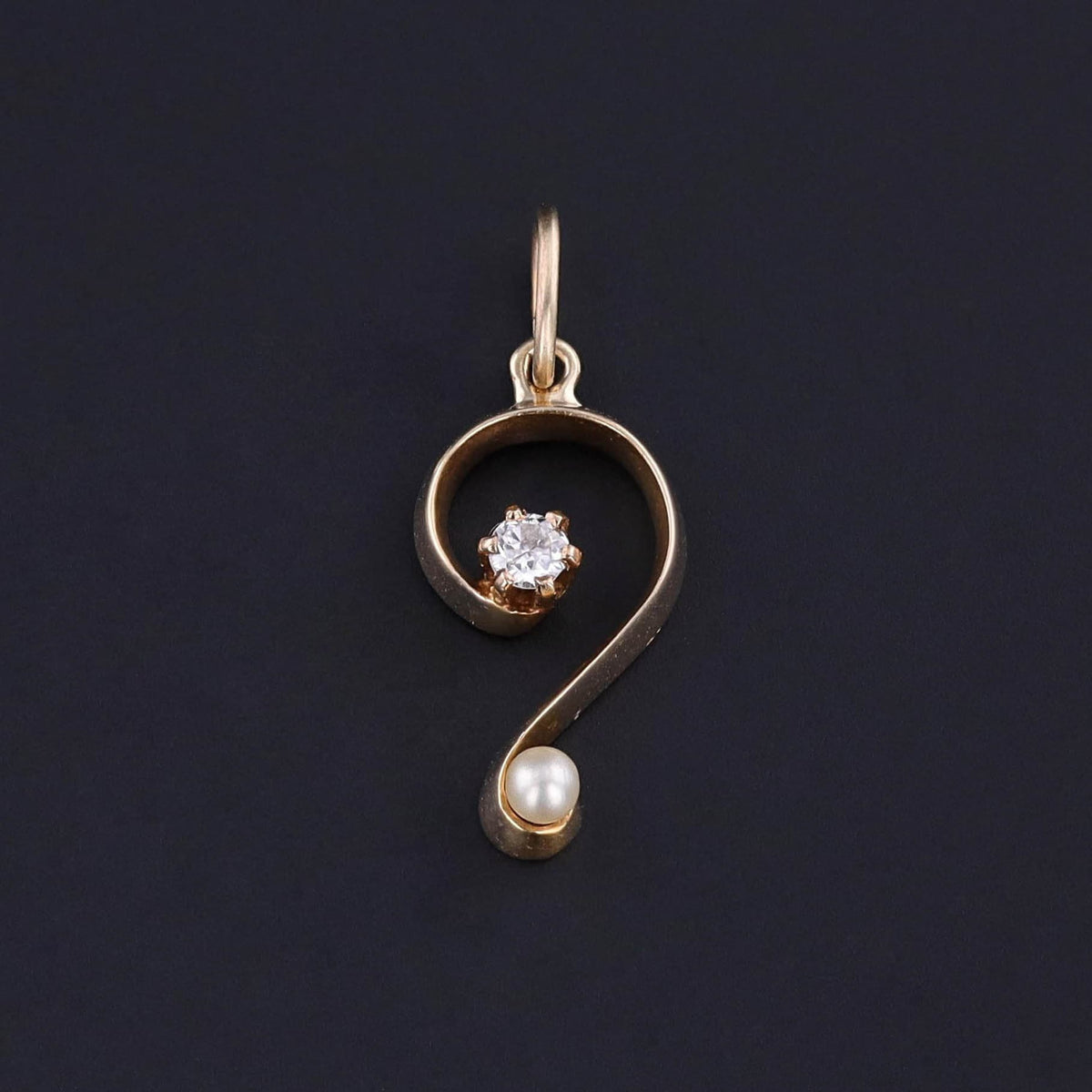 Antique Diamond Question Mark Charm of 14k Gold - Trademark Antiques