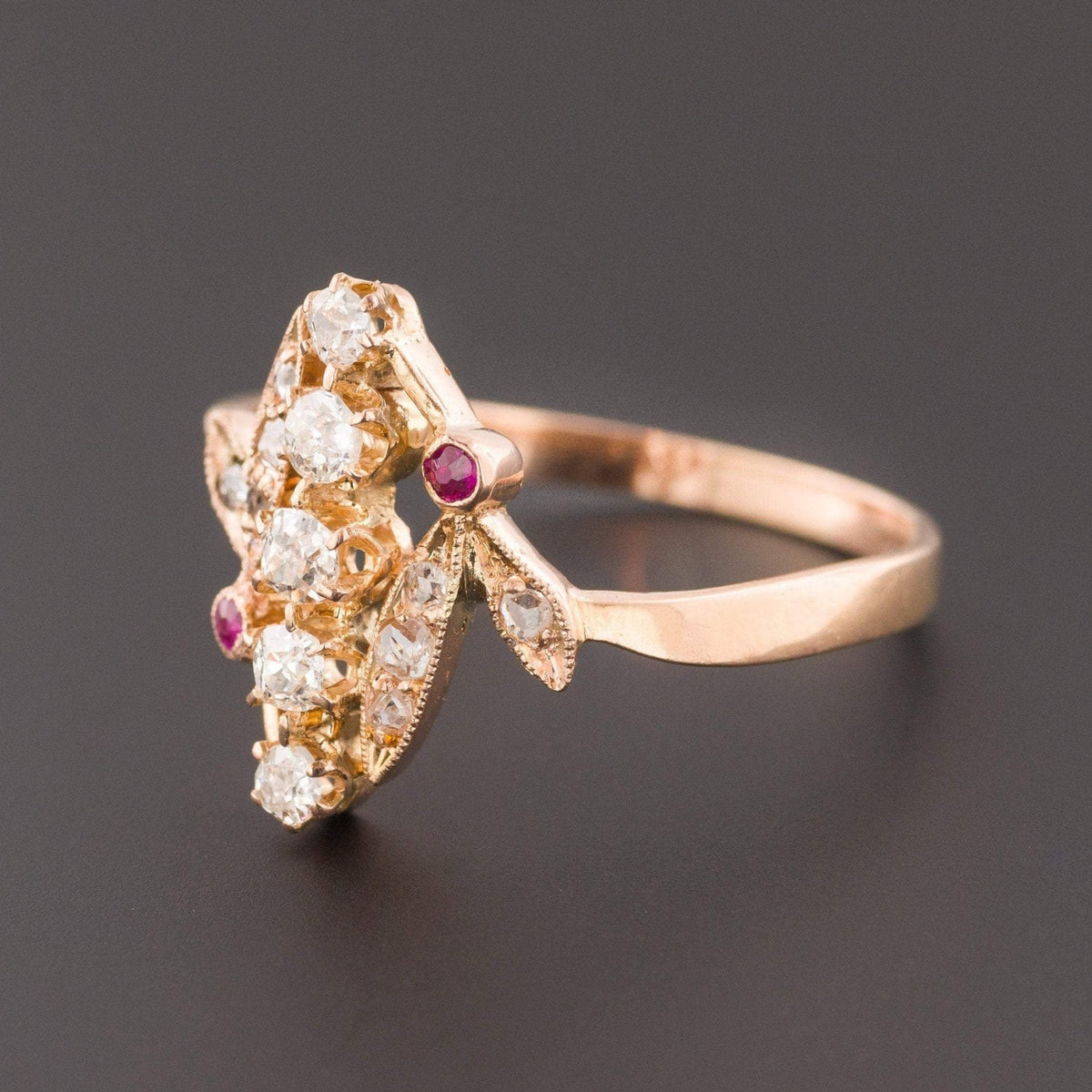 Antique Diamond Ring | 18k Rose Gold Diamond Ring - Trademark Antiques