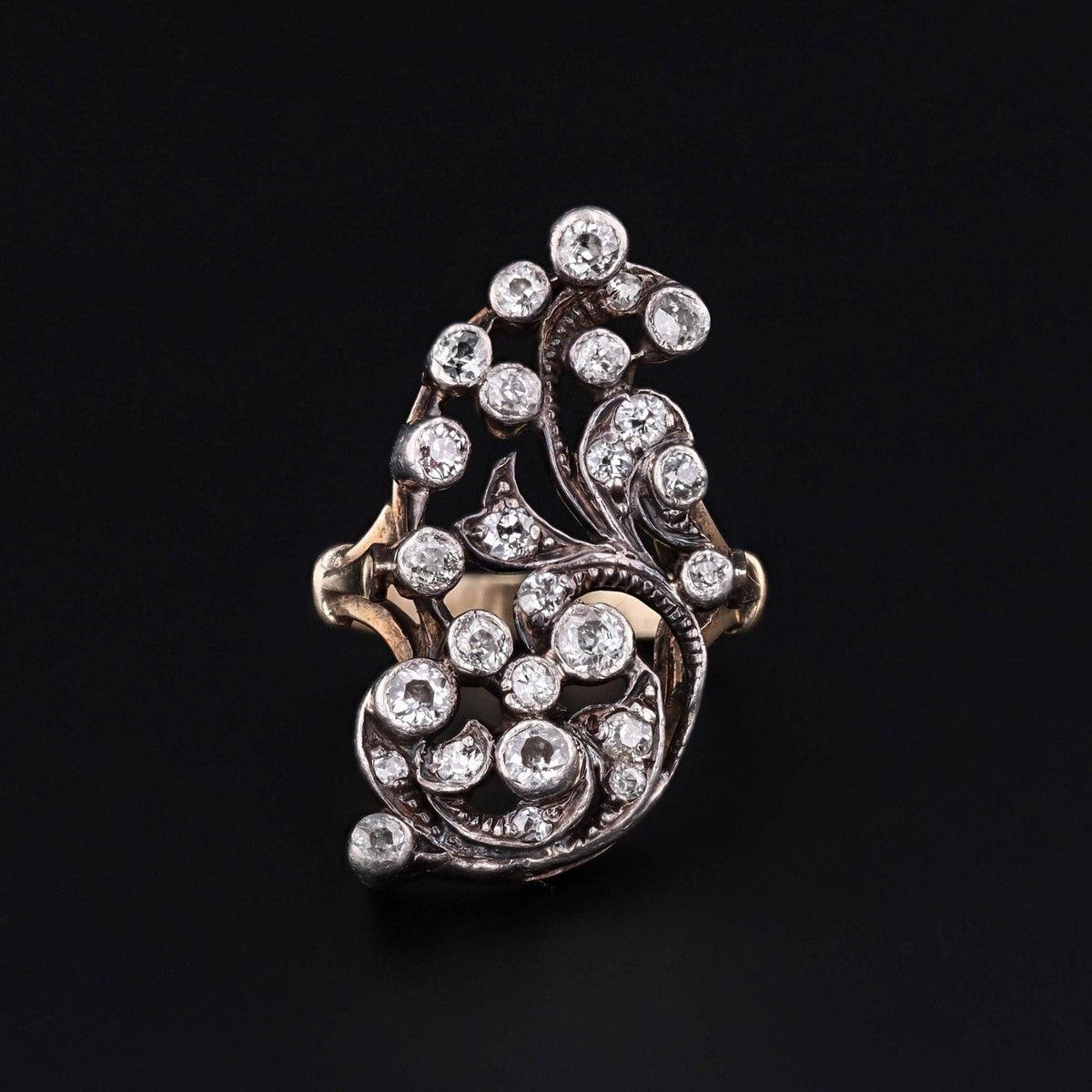 Antique Diamond Ring in Silver Topped 14k Gold - Trademark Antiques