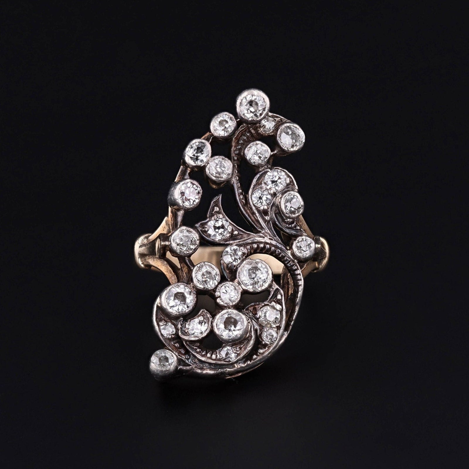 Antique Diamond Ring in Silver Topped 14k Gold - Trademark Antiques