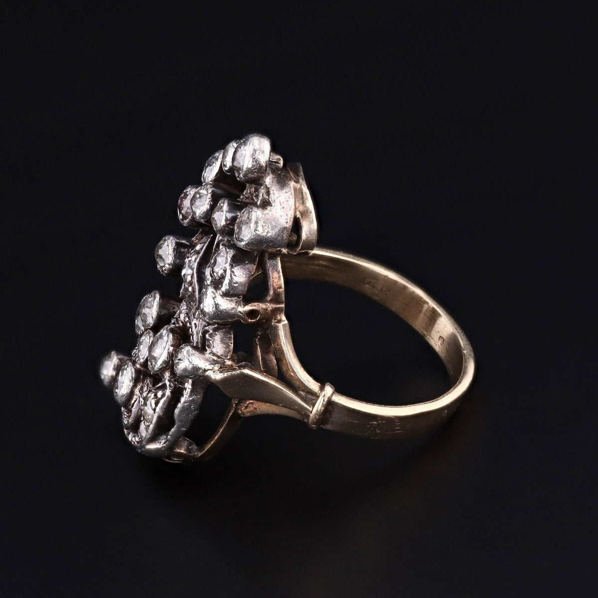 Antique Diamond Ring in Silver Topped 14k Gold - Trademark Antiques
