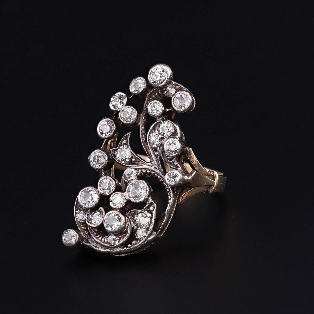 Antique Diamond Ring in Silver Topped 14k Gold - Trademark Antiques