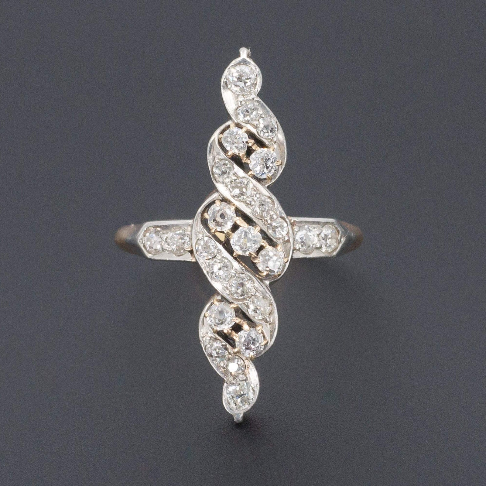 Antique Diamond Ring | Platinum Topped 14k Gold Ring - Trademark Antiques