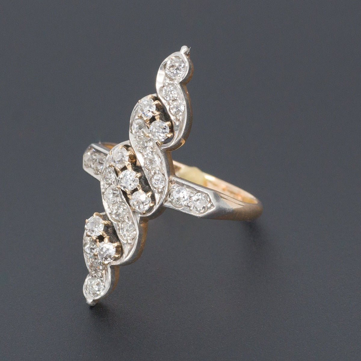 Antique Diamond Ring | Platinum Topped 14k Gold Ring - Trademark Antiques