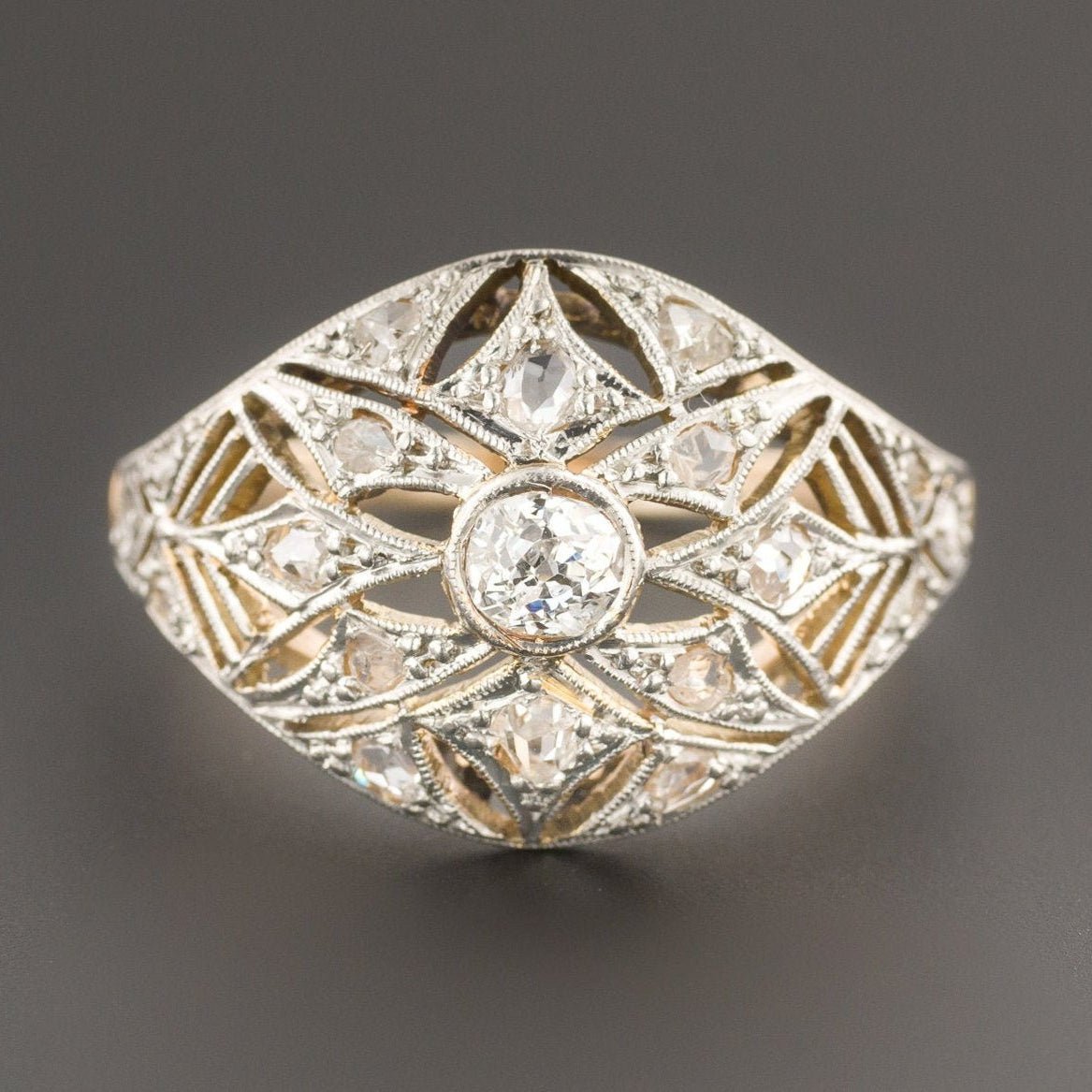 Antique Diamond Ring | Platinum topped 18k Gold Ring - Trademark Antiques
