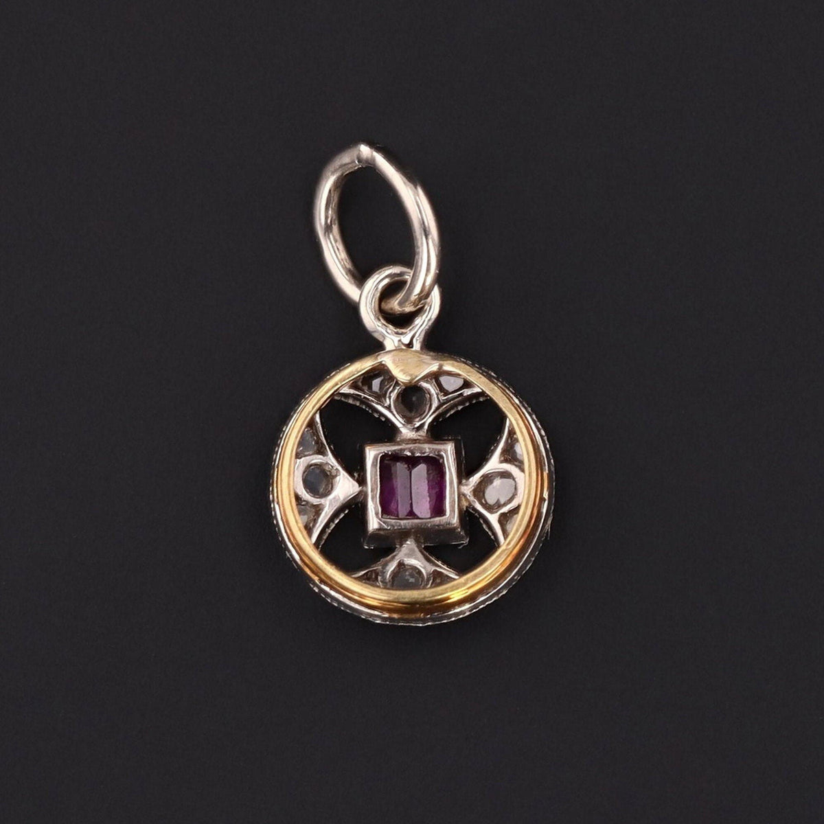 Antique Diamond &amp; Ruby Charm | Antique Pin Conversion - Trademark Antiques