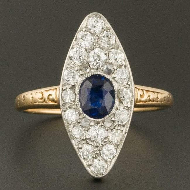 Antique Diamond & Sapphire Ring | Antique Sapphire Ring - Trademark Antiques