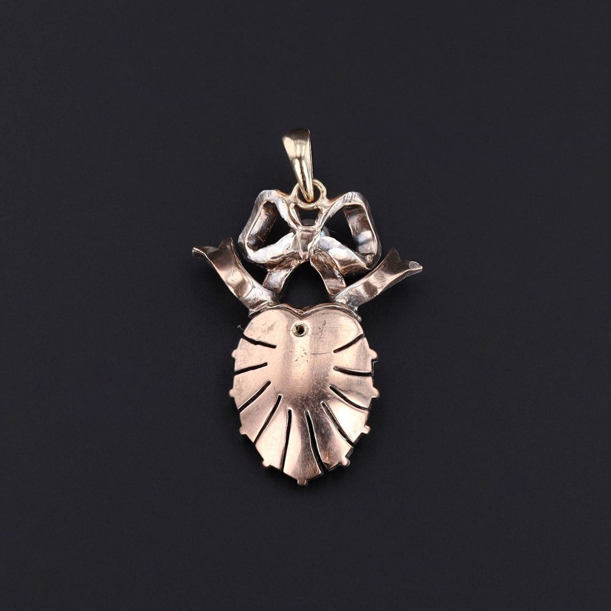 Antique Diamond Shell Pendant of Silver Topped 14k Gold - Trademark Antiques
