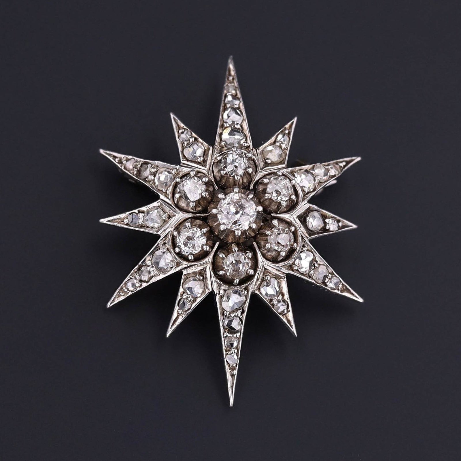 Antique Diamond Star Brooch | Antique Brooch - Trademark Antiques