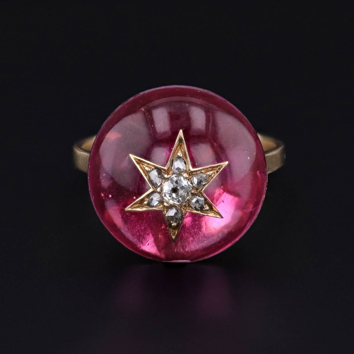 Antique Diamond Star Ring | Foil Backed Quartz &amp; Diamond Ring - Trademark Antiques