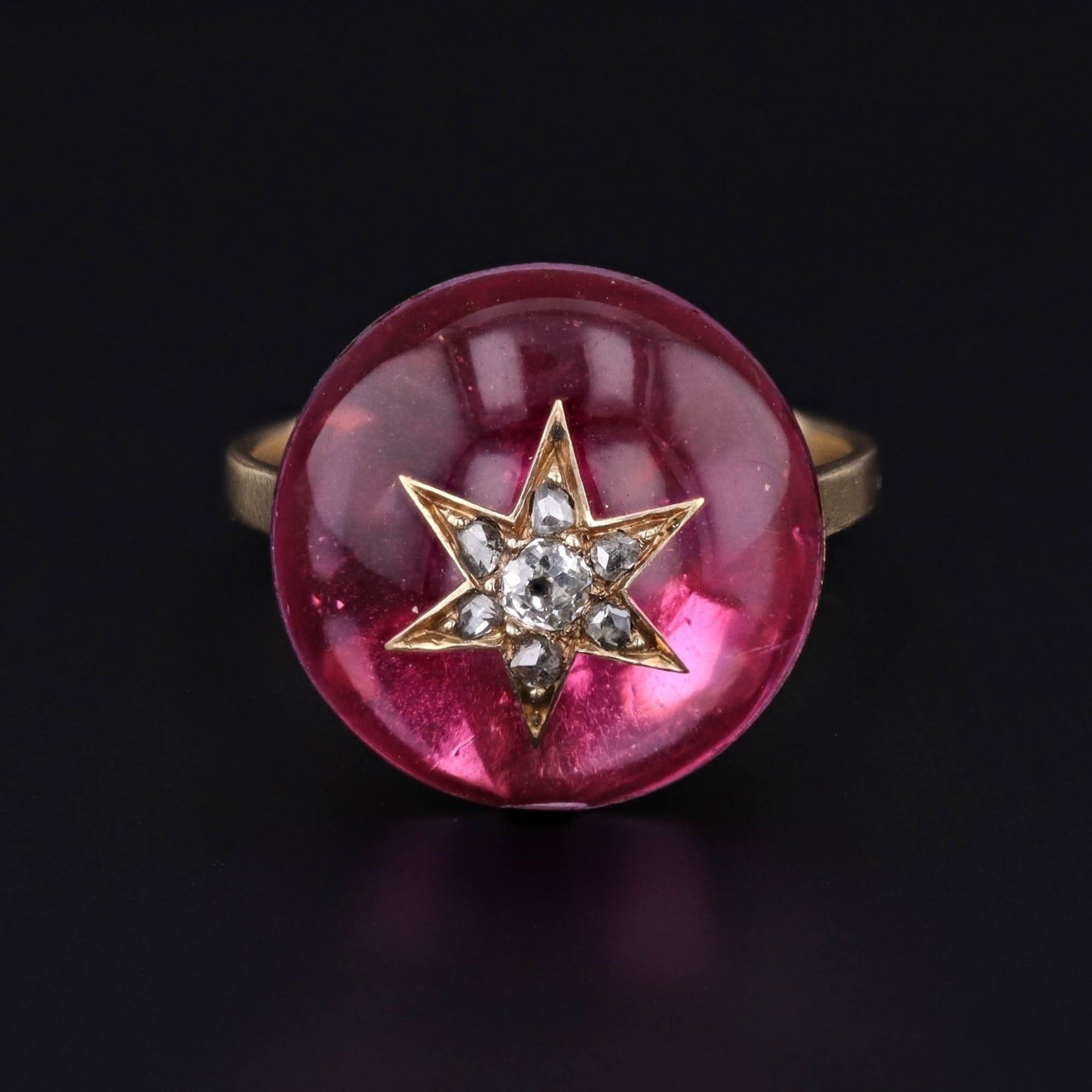 Antique Diamond Star Ring | Foil Backed Quartz & Diamond Ring - Trademark Antiques