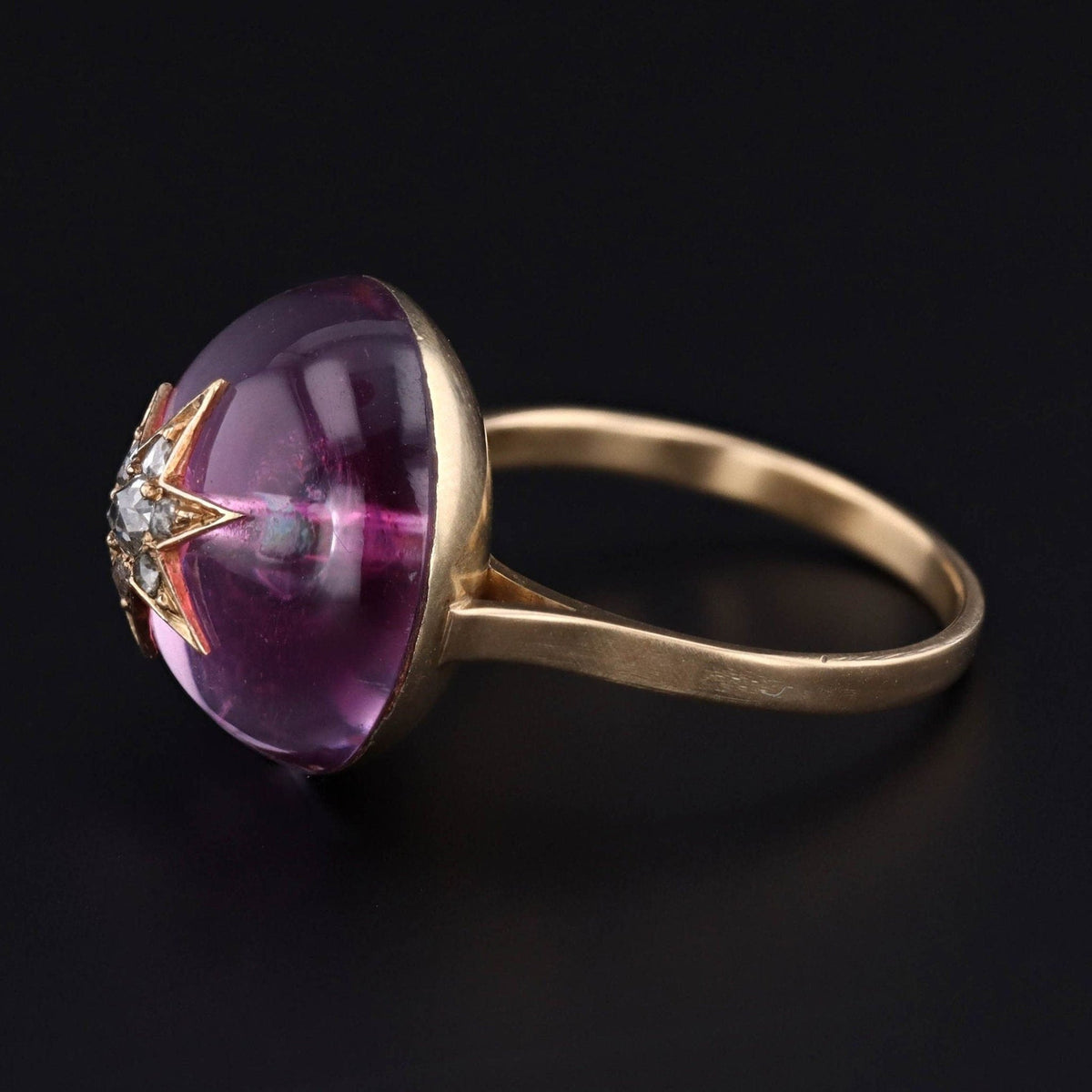 Antique Diamond Star Ring | Foil Backed Quartz &amp; Diamond Ring - Trademark Antiques