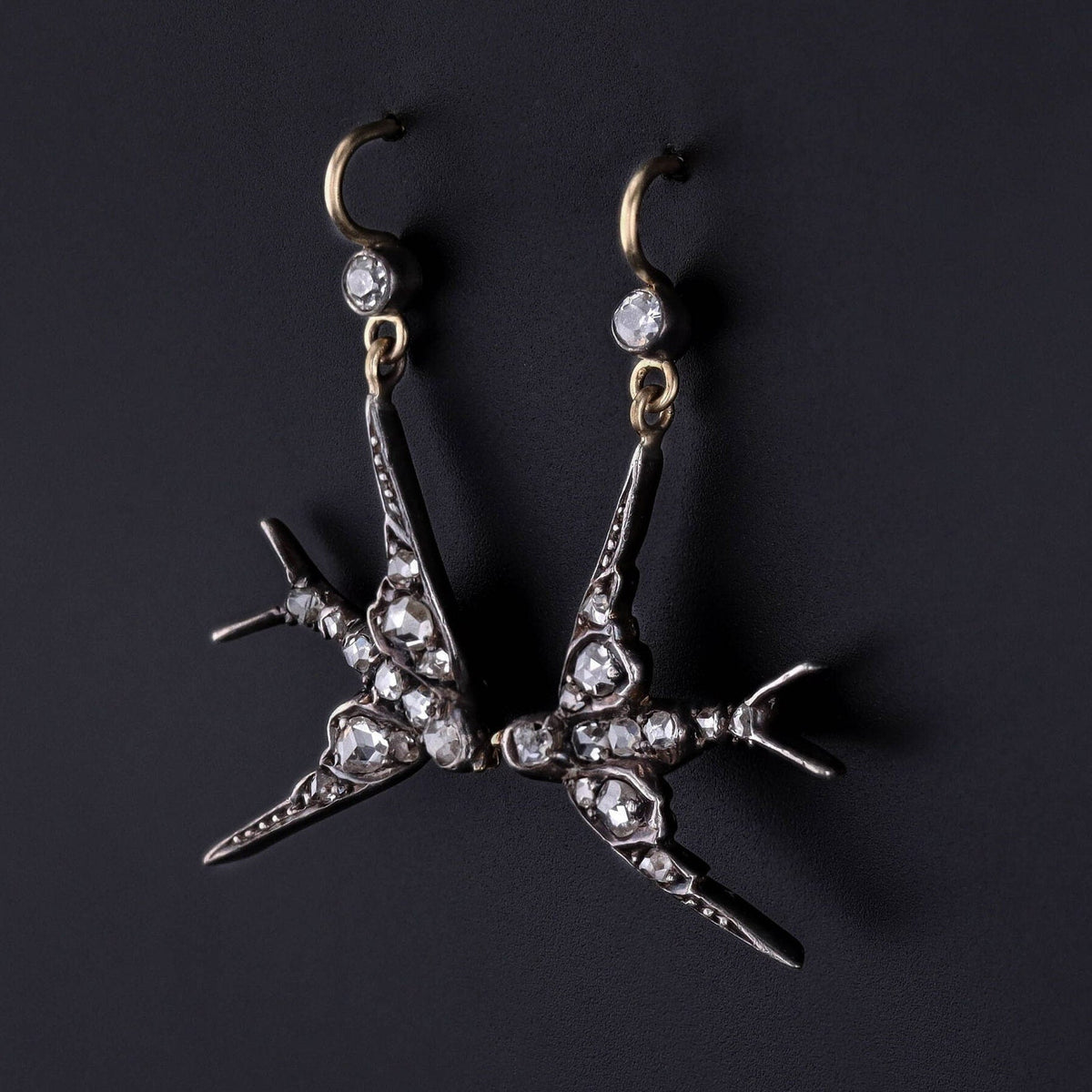 Antique Diamond Swallow Earrings - Trademark Antiques