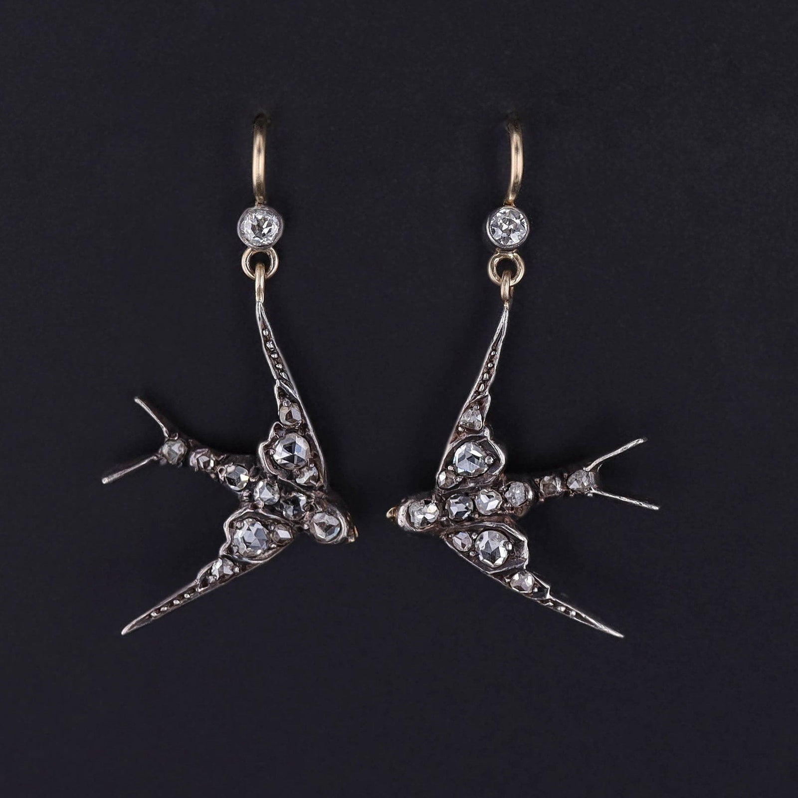 Antique Diamond Swallow Earrings - Trademark Antiques